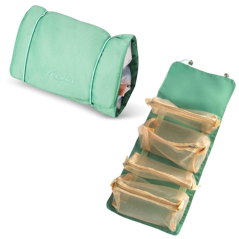 SPRADE 4 in 1 Large Capacity Makeup Organizer/Cosmetic Mesh Bag/Toiletry Pouch for Men and Women/Portable Travel Bag/Makeup Essentials/Travel Accessories(Green) - Image 1