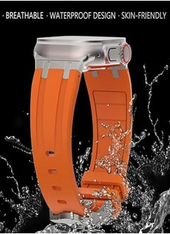 ten.tech Silicone rubber band compatible with Apple Watch Series 2 Ultra | 9 | 8 Ultra | 8 | 7 | 6 | 5 49/45/44/42mm, Ten Tech Premium Rubber Band with Stainless Steel Adapter – Orange  - Image 4
