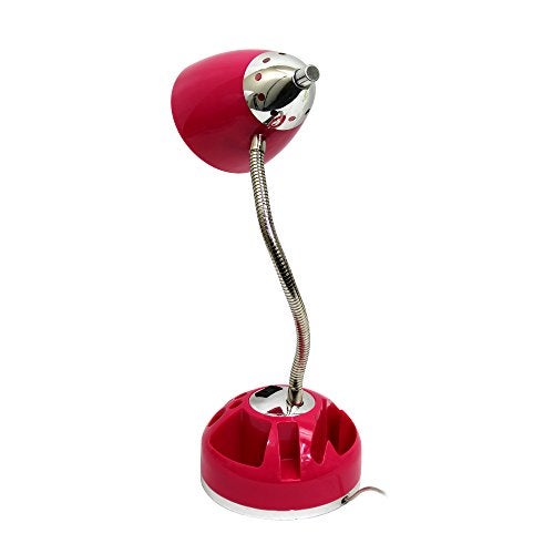 Simple Designs LD1015-PNK Flossy Organizer Desk Lamp with Charging Outlet and Lazy Susan Base, Pink - Image 5