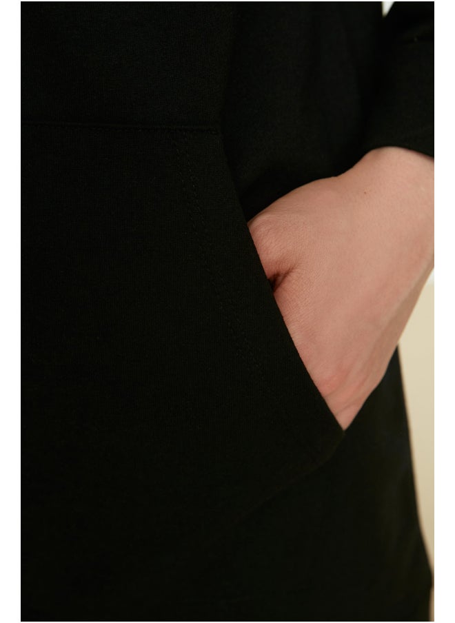 trendyol - Black Hoodie with Zipper Basic Knitted Wide Fit Oversized Sweatshirt Cardigan TCTAW22TW0137 - Image 1