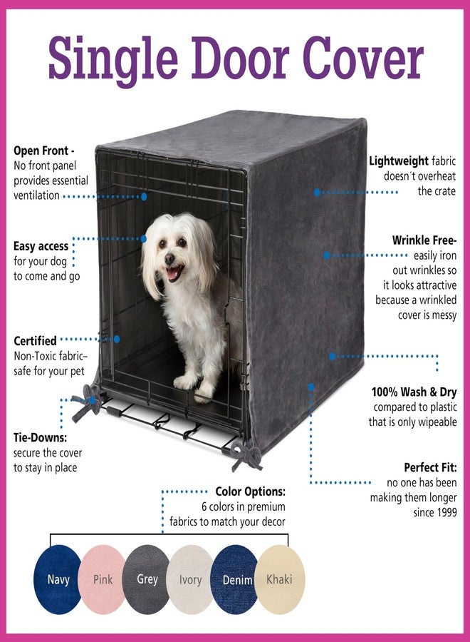 Pet Dreams غطاء قفص الكلاب من بيت دريمز - غطاء قفص من قماش يسمح بمرور الهواء لأقفاص الكلاب ذات الباب الواحد، يناسب أقفاص الكلاب من آي كريت بأحجام 18، 24، 30، 36، 42، 48 بوصة (رمادي، متوسط، 30 بوصة). - Image 3