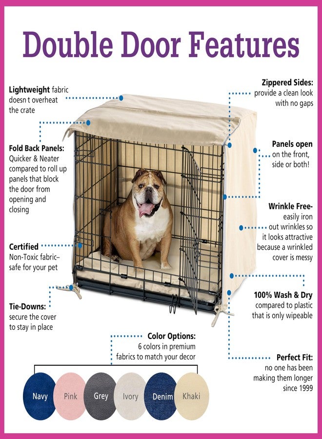 Pet Dreams غطاء قفص الكلاب من بيت دريمز - غطاء قفص من قماش يسمح بمرور الهواء لأقفاص الكلاب ذات الباب الواحد، يناسب أقفاص الكلاب من آي كريت بأحجام 18، 24، 30، 36، 42، 48 بوصة (رمادي، متوسط، 30 بوصة). - Image 4