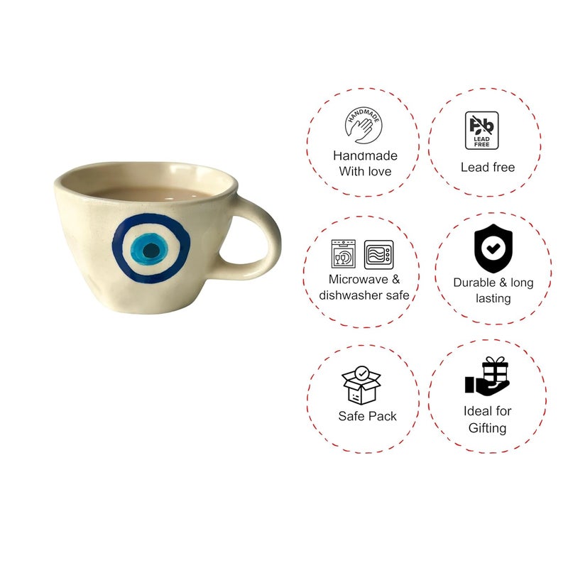 Del Hogar Evil Eye MugSet of 2 Pcs for Tea Coffee Gift for Housewarming New Year Best Friend I Ideal for CoffeeTeaGreen TeaMilk Microwave Safe Food Safe Lead Free Mugs - Image 4