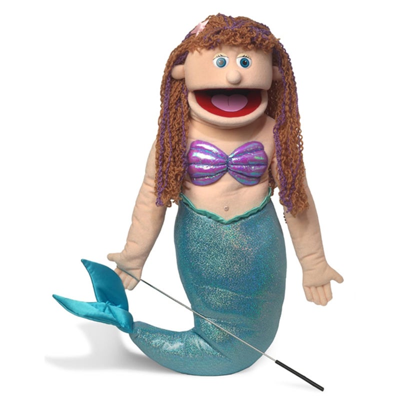 Silly Puppets دمى سخيفة 25" حورية البحر، فتاة الخوخ، جسم كامل، أسلوب دمى المتكلم - Image 1