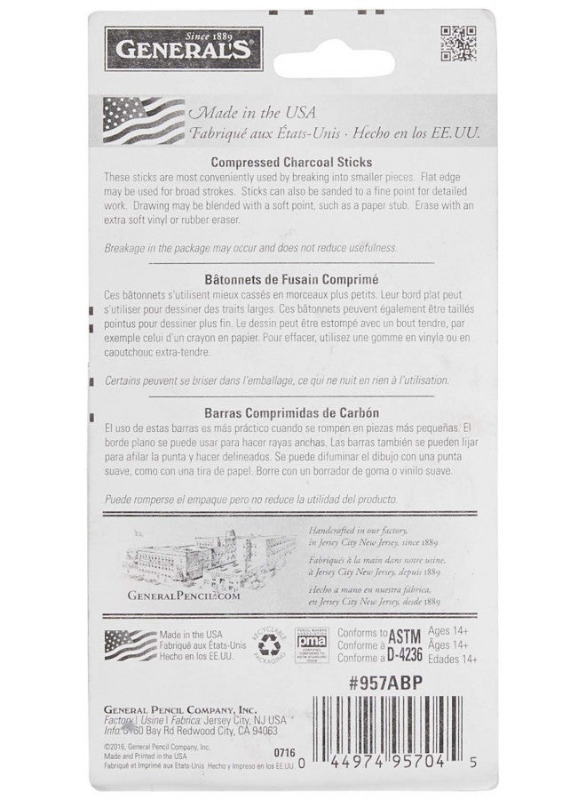 General Pencil 957ABP Compressed Charcoal Sticks 4/Pkg-Black - Soft Assorted - Image 2