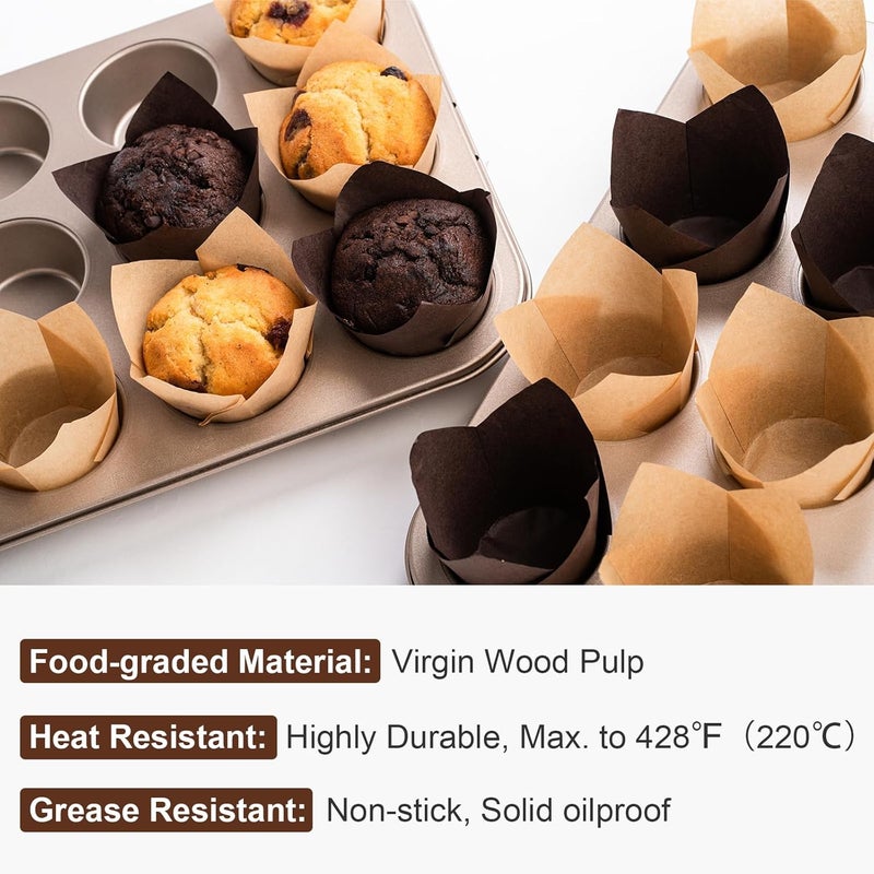 Tulip oil-proof cupcake paper holder 200 cake baking paper holder suitable for parties, Christmas and other occasions color - Image 3