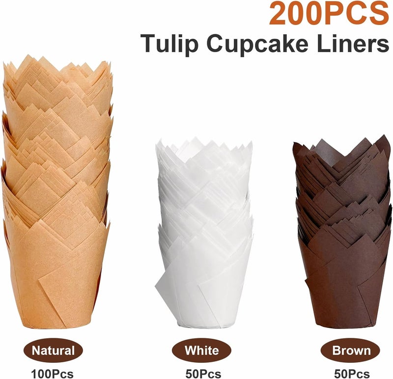 Tulip oil-proof cupcake paper holder 200 cake baking paper holder suitable for parties, Christmas and other occasions color - Image 2