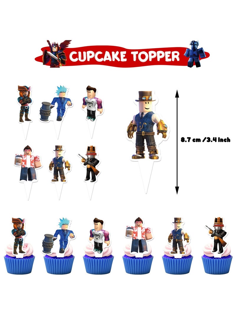 Roblox Party Decorations , Decorations for Roblox Birthday Party Supplies,Roblox Party Supplies Includes Banner, Cake Toppers, Pricess Balloon for R-oblox Theme Party Decorations - Image 4