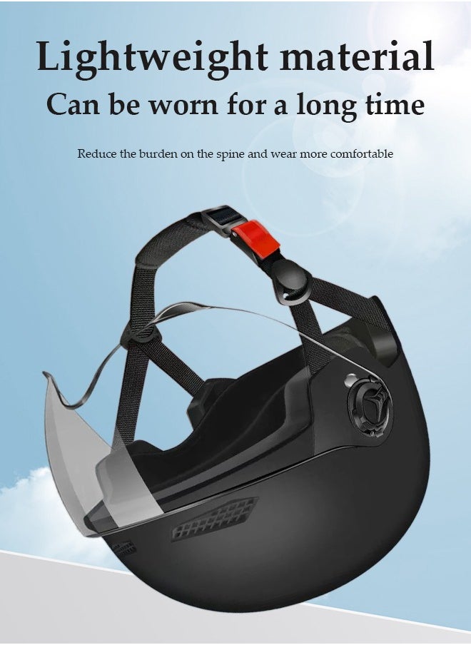 DUNISO Open Face Helmet, scooter helmet with detachable goggles, adjustable head circumference, shock and fall resistant, suitable for both men and women, black  - Image 2