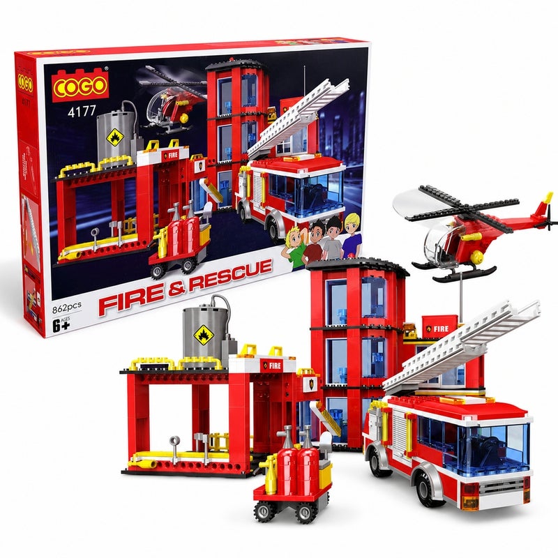 COGO Fire & Rescue Building Blocks Set 862 Pieces - 4177 - Image 1
