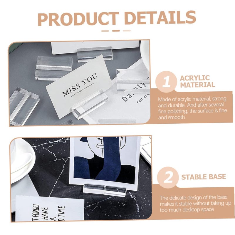 حامل بطاقات المكان الأكريليكي 75x50x10 مم حامل مذكرات مشبك لحفلات استقبال الأعراس - Image 4