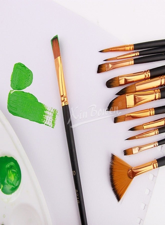 Xinbowen 12-Piece Nylon Paint Brush Set for Children DIY Art Supplies Students Everyday Use - Image 2