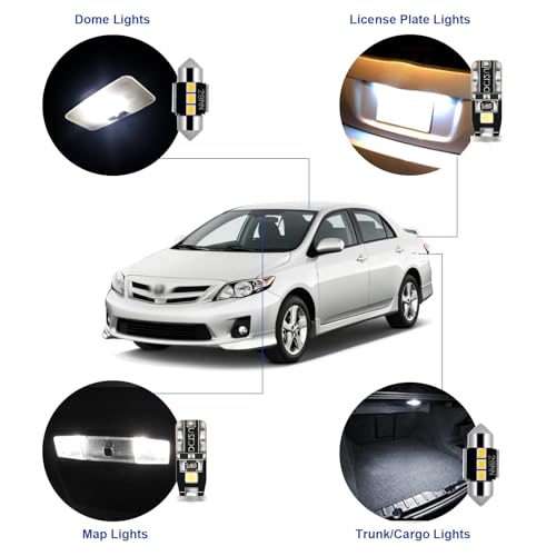 EASY EAGLE LED Interior Car Lights for Toyota-Corolla-2003-2012: 6 Piece Kit White LED Light Bulbs - Super Bright 6000K + Install Tool - Image 3
