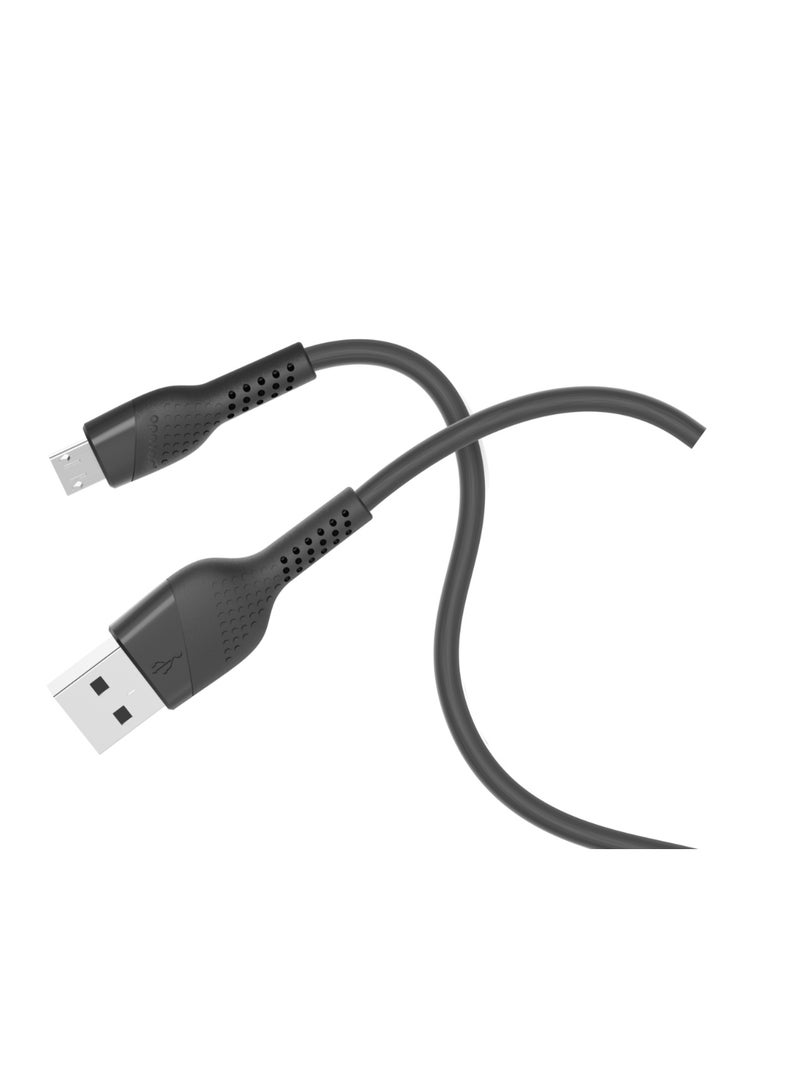 بورودو كابل Micro USB من PVC بطول 1.2 متر، شحن سريع، مزامنة بيانات، متين للغاية، متوافق مع سامسونج، هواوي، يوليفون، نوكيا، سوني - أسود