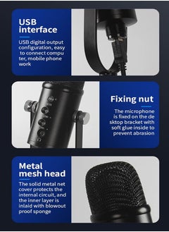 General USB Microphone 192KHZ/24-bit PC Podcast Condenser Microphone Kit with OTG Adapter Sound Chipset for Gaming, Recording, Singing, YouTube  - Image 4