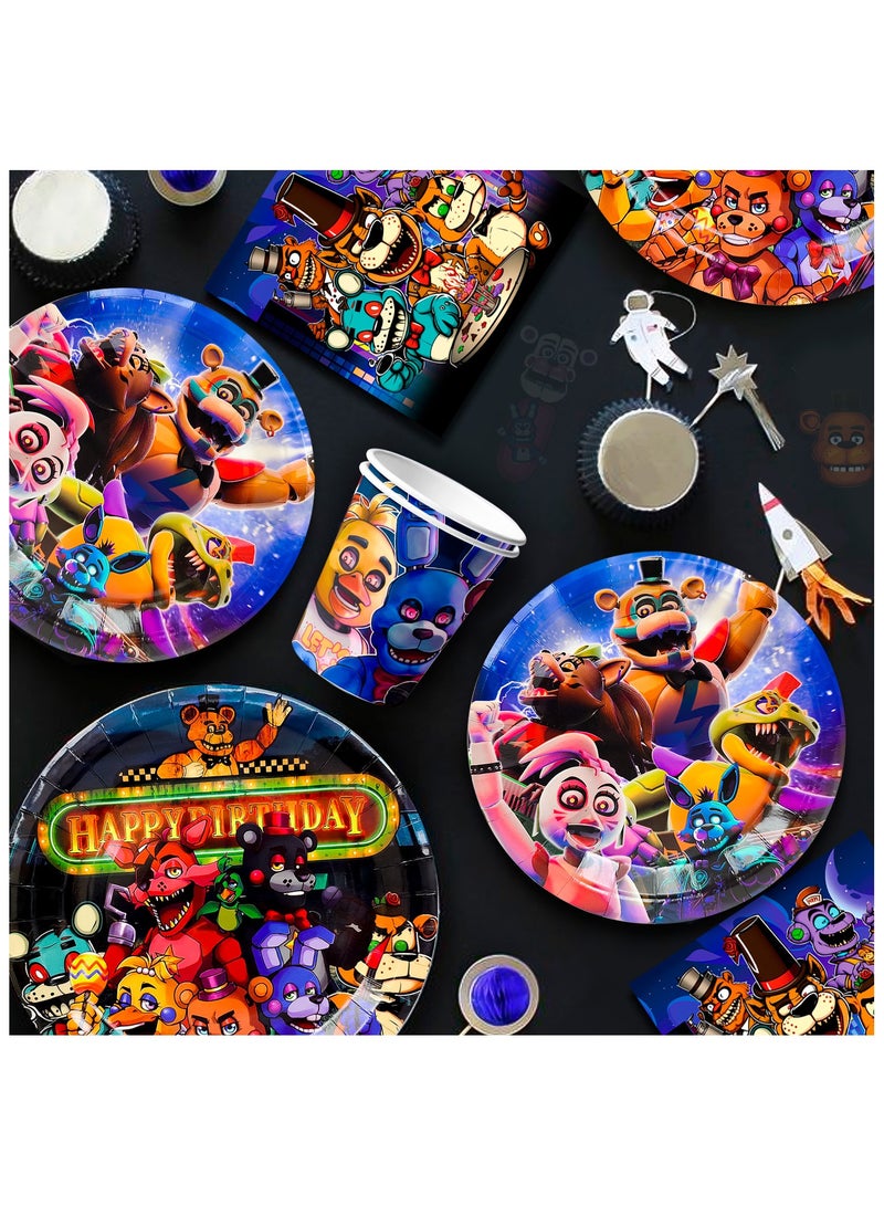 FRUITFUL PARTY Five Nights at Freddy's Birthday Party Decorations for 16 Guests, 128pcs Fnaf Disposable Party Tableware Set - Image 4