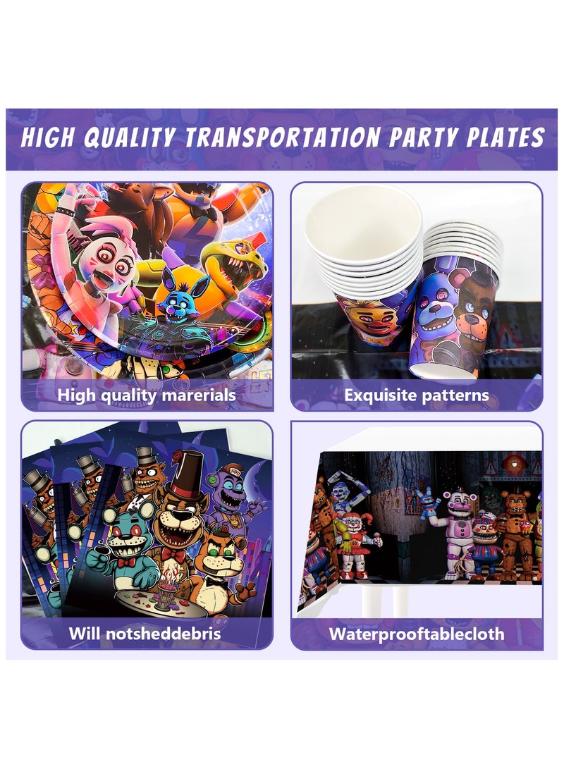 FRUITFUL PARTY Five Nights at Freddy's Birthday Party Decorations for 16 Guests, 128pcs Fnaf Disposable Party Tableware Set - Image 5