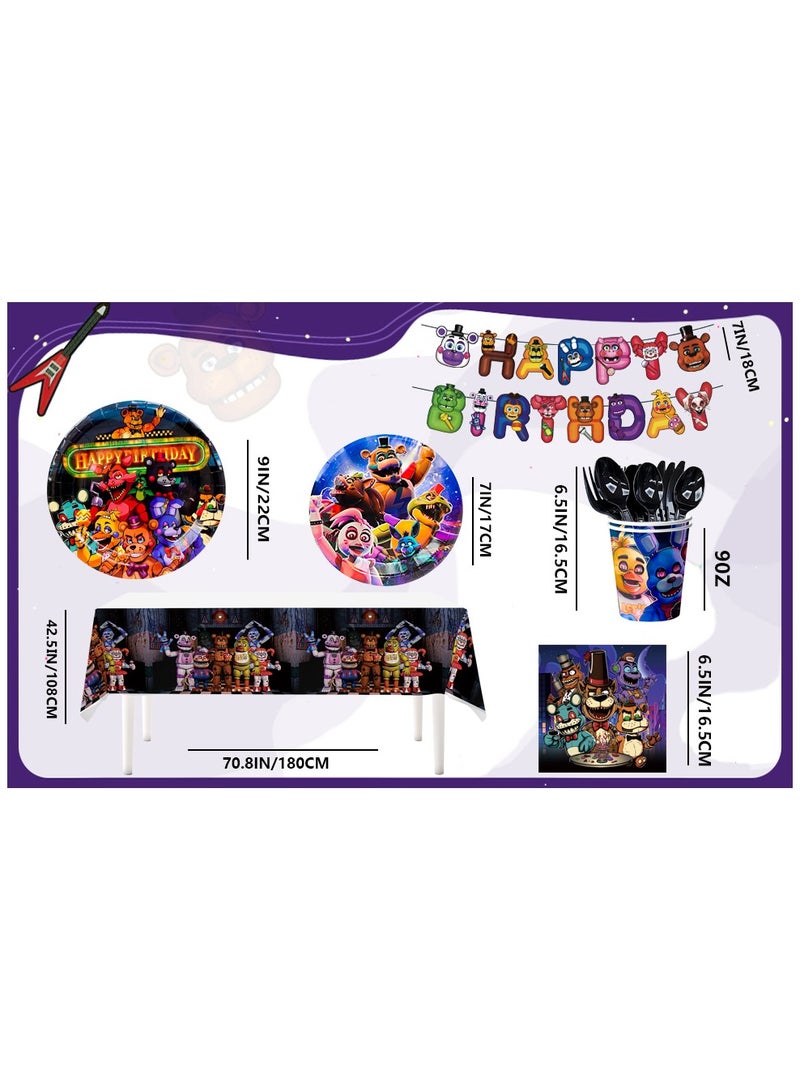 FRUITFUL PARTY Five Nights at Freddy's Birthday Party Decorations for 16 Guests, 128pcs Fnaf Disposable Party Tableware Set - Image 3