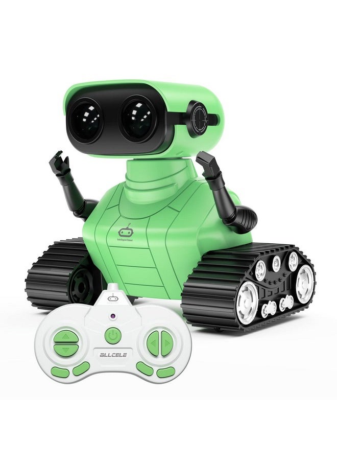 ALLCELE ALLCELE Robot Toys, Rechargeable RC Robot for Boys and Girls, Remote Control Toy with Music and LED Eyes, Gift for Children Age 3 Years and Up - Green  - Image 1