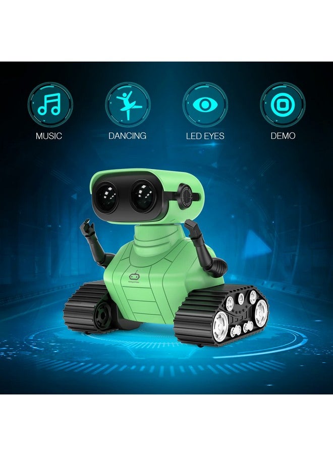 ALLCELE ALLCELE Robot Toys, Rechargeable RC Robot for Boys and Girls, Remote Control Toy with Music and LED Eyes, Gift for Children Age 3 Years and Up - Green  - Image 2