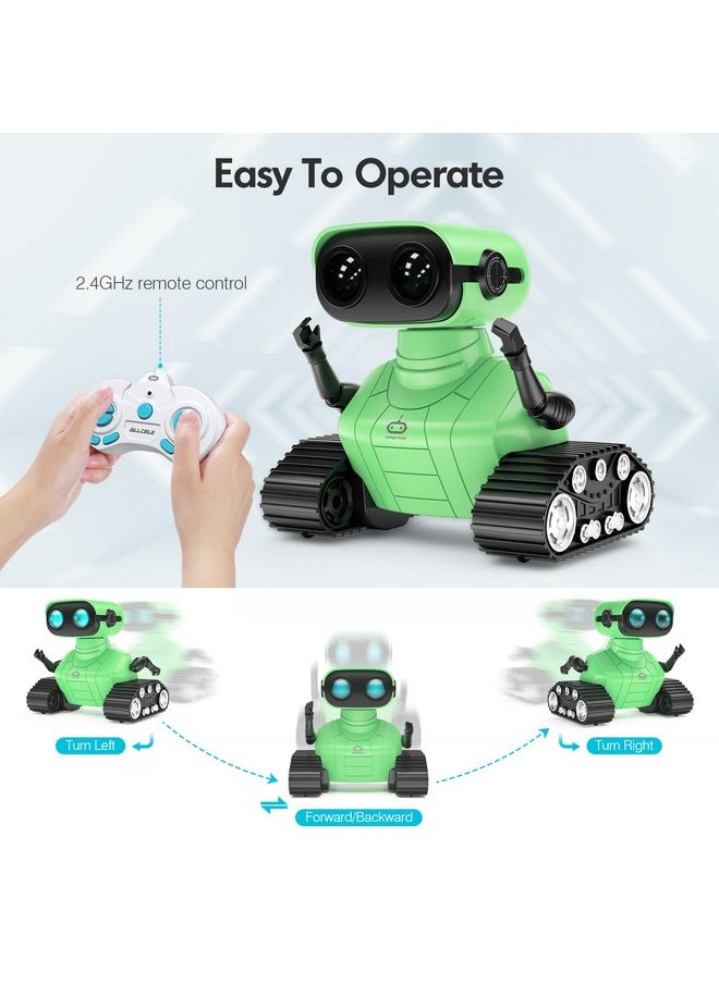 ALLCELE ALLCELE Robot Toys, Rechargeable RC Robot for Boys and Girls, Remote Control Toy with Music and LED Eyes, Gift for Children Age 3 Years and Up - Green  - Image 3