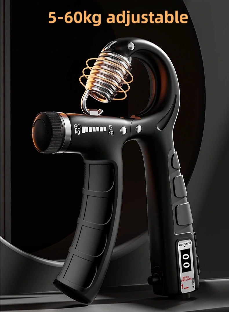 ZEPONOVA Hand Grip Strengthener, Adjustable Resistance 5-60 kg Finger Grip, Countable Up to 2 Digits and Adjustable to zero, Trainer for Muscle Building, Black - Image 2