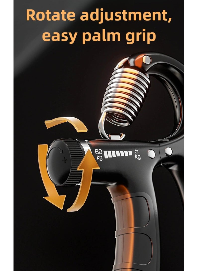 ZEPONOVA Hand Grip Strengthener, Adjustable Resistance 5-60 kg Finger Grip, Countable Up to 2 Digits and Adjustable to zero, Trainer for Muscle Building, Black - Image 3