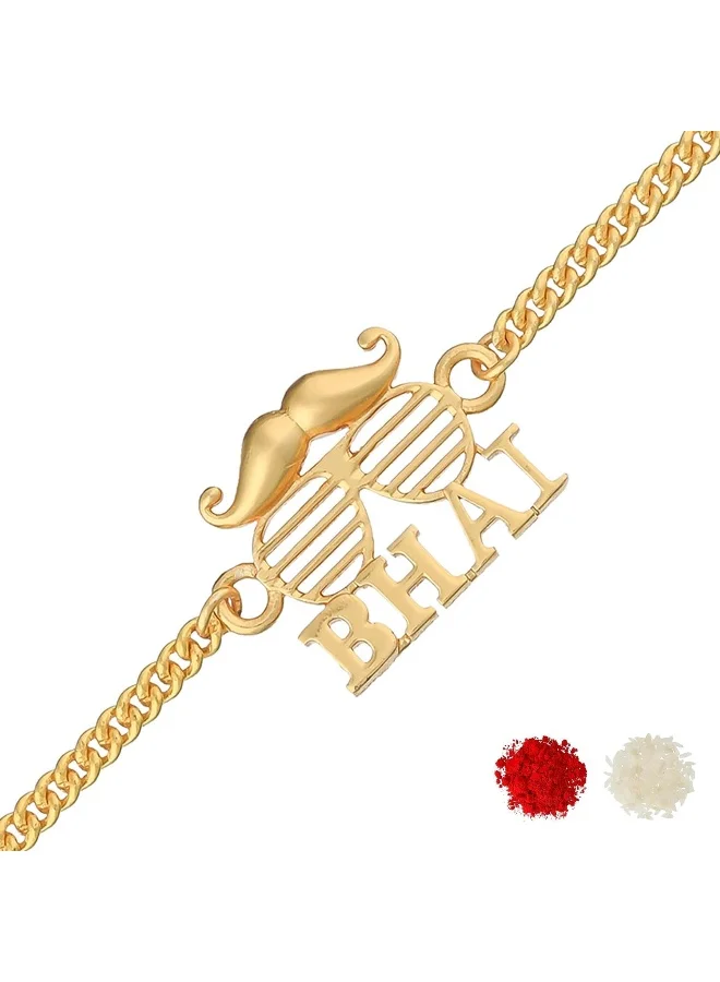 VOYLLA Bhai Gold Tone Style Rakhi Bracelet