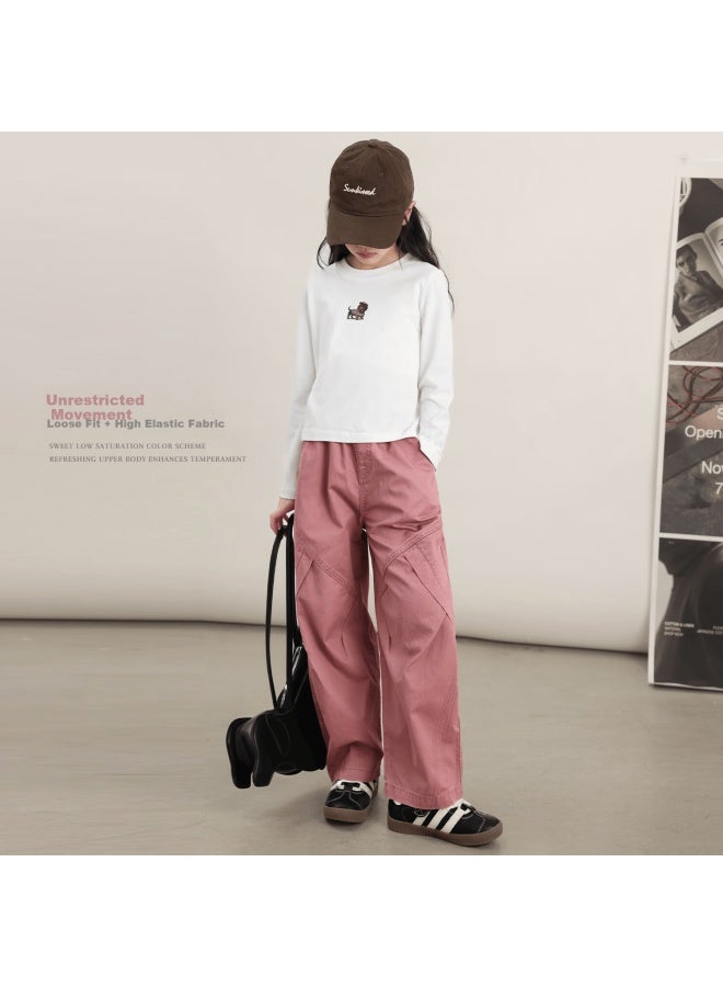 Luson Chen Dazhu Girls' Work Pants Pink Autumn Stylish Big Kids Sports Pants Children's Casual Pants - Image 3