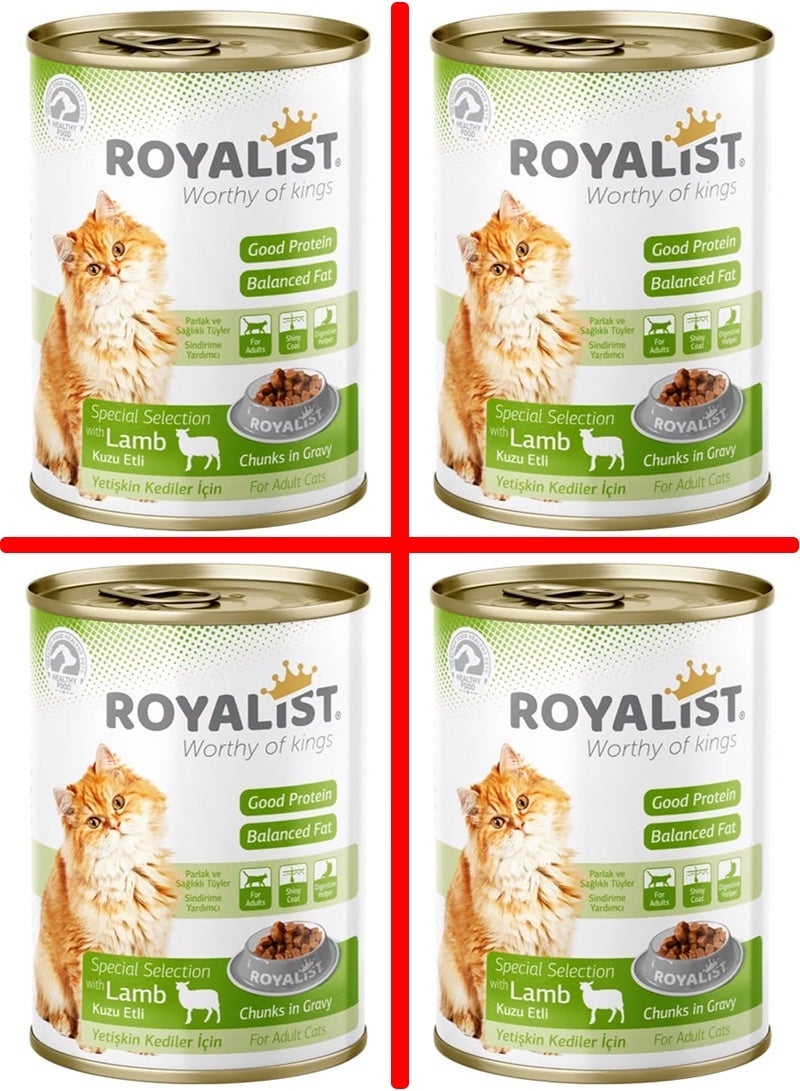 روياليست - قطع لحم ضأن في مرق للقطط البالغة -4 علب، حجم كل علبة 400 غرام - Image 1