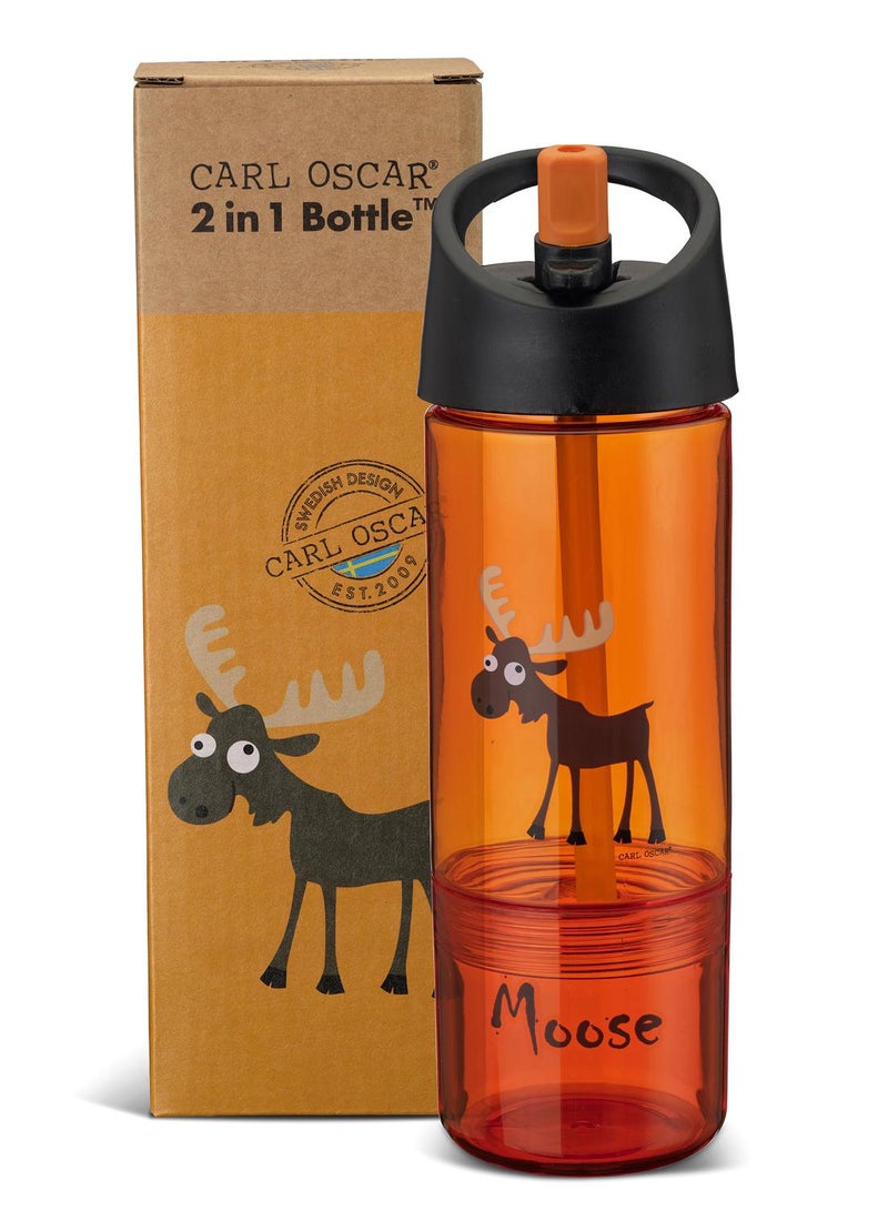 Carl Oscar Sweden Water Bottle 2 In 1, 0.3L Bottle + 0.15L Snack Jar - Orange - Image 2