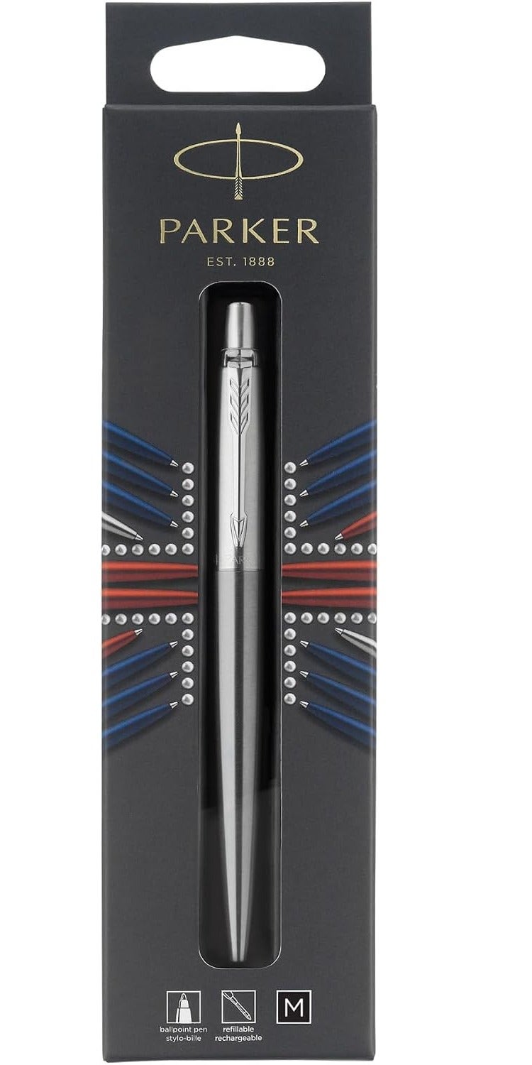 Parker Jotter Stainless Steel Ballpoint Pen with Medium Point Blue Ink - Image 1