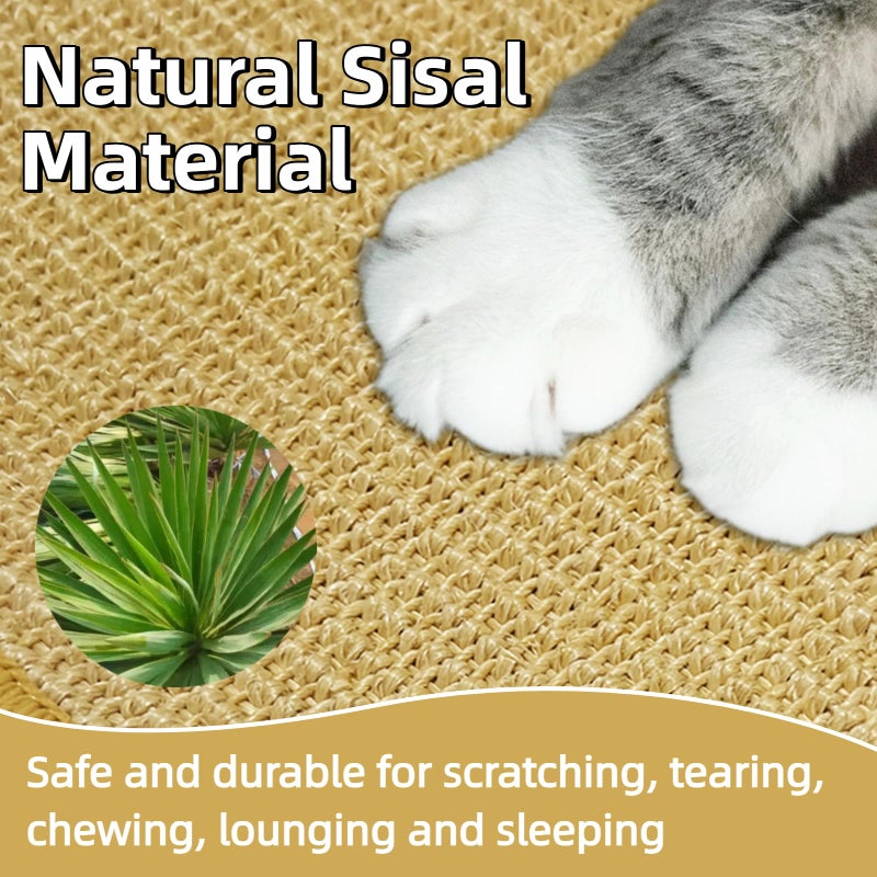 DYAUS Bunny Scratch Pad, Natural Sisal Rabbit Scratching Mat for Claws and Teeth Care, Indoor Bunny Chew Toys Bunny Bed for Biting Sleeping Nesting (1PC, 16x12in) - Image 3