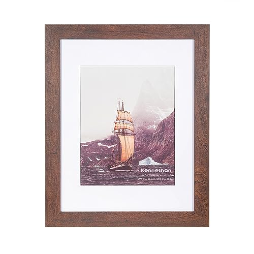 kennethan 11x14 Picture Frame Dark Brown 1 Pcs in 1 set Wooden Frame can Display 8x10 Picture with Mat or 11x14 Without Mat on the Wall for home decoration，holiday gift - Image 1