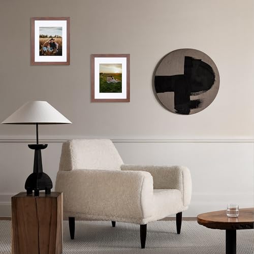 kennethan 11x14 Picture Frame Dark Brown 1 Pcs in 1 set Wooden Frame can Display 8x10 Picture with Mat or 11x14 Without Mat on the Wall for home decoration，holiday gift - Image 2