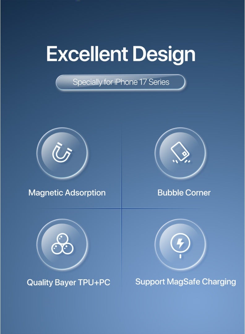 Edots iPhone 17 Pro Case MagSafe – Clear Magnetic Cover, Slim Transparent TPU, Military-Grade Protection, Scratch-Resistant, Strong Magnet, MagSafe Compatible - Image 2