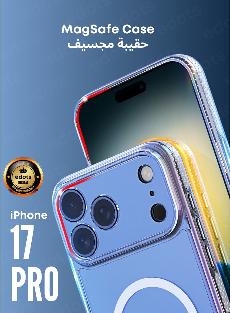 Edots iPhone 17 Pro Case MagSafe – Clear Magnetic Cover, Slim Transparent TPU, Military-Grade Protection, Scratch-Resistant, Strong Magnet, MagSafe Compatible - Image 1