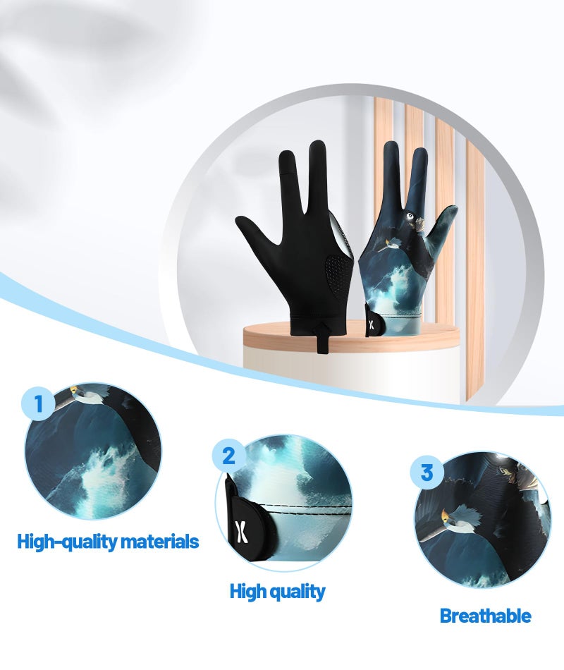 XFSAFDM Snooker Gloves Left Hand, Professional Full Finger Billiard Gloves for Enhanced Grip and Control, Breathable Fabric for Comfort, Ideal for Snooker and Pool Players - Image 3