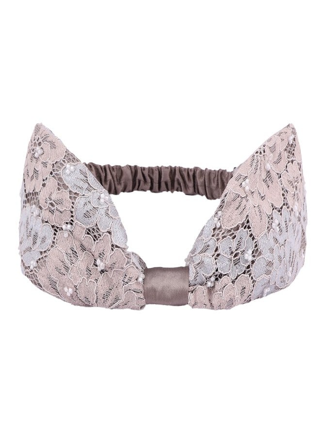 MASQ by Q-One Hair Accessories, Beaded-Bow Embroidered, Handmade, Hair Band/HeadBand for Kids-Girls with Elastic (Small, Grey, Pack of 1) - Image 1