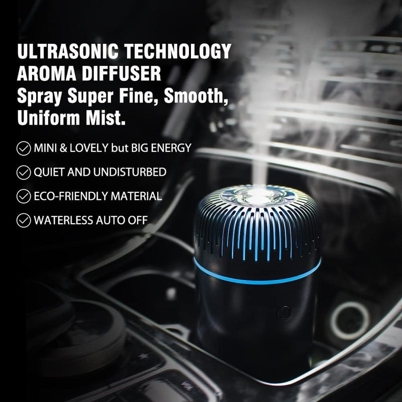 Unee Car Diffuser, USB Plug-in 100ml Mini Humidifier Essential Oil Diffuser Car Freshener Aromatherapy Diffuser(Black) - Image 2