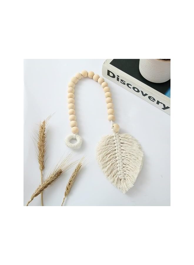 The Bros Curtain Ties 2 Pieces Curtain Tiebacks Holder Leaf Macrame Tassel Bohemian Art Braided Window Decor Holdbacks Hand Made Tie Rope for Home Office - Image 4