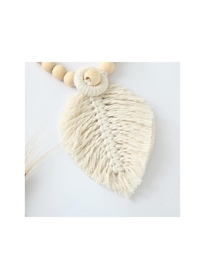 The Bros Curtain Ties 2 Pieces Curtain Tiebacks Holder Leaf Macrame Tassel Bohemian Art Braided Window Decor Holdbacks Hand Made Tie Rope for Home Office - Image 3