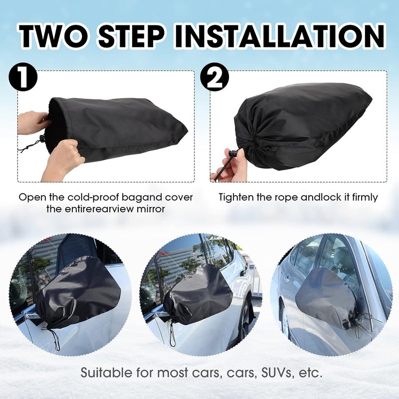 Frienda 6 Pieces Waterproof Side Mirror Covers Auto Rearview Protection Cover Exterior Rear View Accessories Car Mirror Accessories with Drawstrings for Car Vehicle Winter All user affordable trusted quality - Image 3