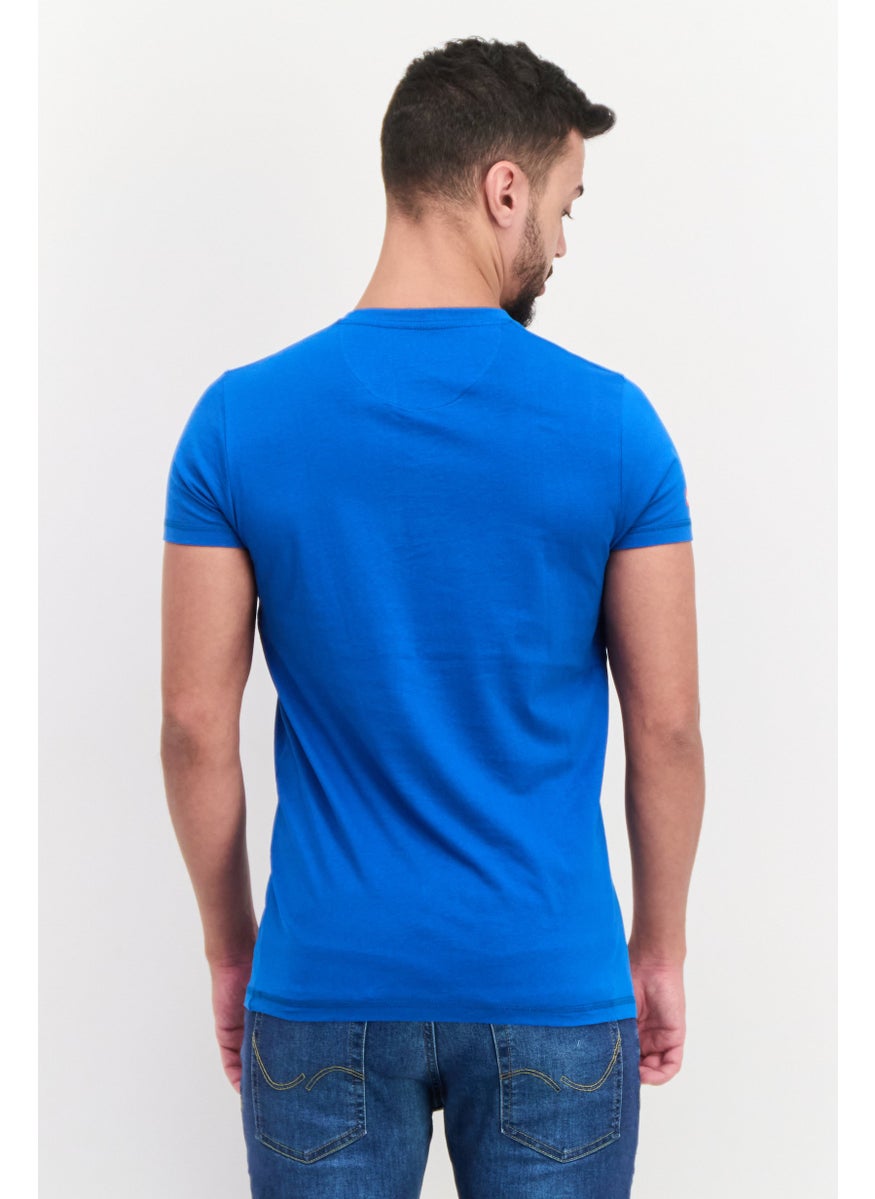 Canadian Peak Men V Neck Short Sleeves Embroidered T-Shirts, Royal Blue  - Image 2