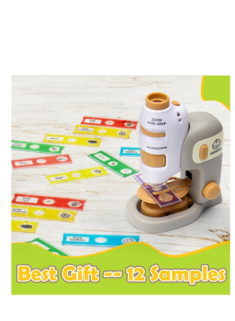 Pocket Microscope, 2 in 1 Detachable Microscope, 60-180x Mini Portable Microscope with 12pcs Specimens, Portable Handheld Microscope, for Students Adults Observation, Lab Study, STEM Educational - Image 5