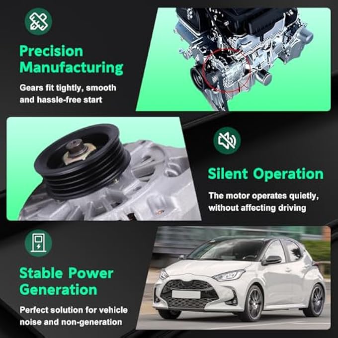 Oskkude New Alternator Compatible with 2006 2007 2008 2009-2015 Yaris 1.5L L4 1497cc Car Alternator 12 Volt CW 80 Amp Alternator 12V Replace 27060-21150 27060-21151 104210-8180 11203 Car Alternators - Image 4