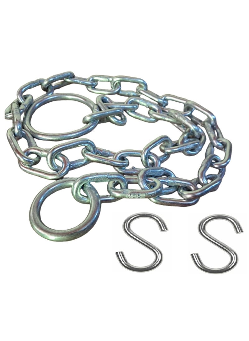 Q1 Beads Q1 Beads 2 Feet Metal Lock Chain Strong Heavy Duty Made in 6 mm Rod 200 KGS Capacity for Travel Safety Garden SwingPlaying Jhula Chain with 2 Pcs S Hooks Silver  - Image 1