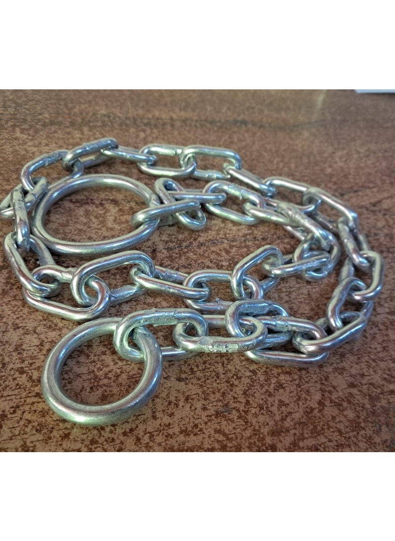 Q1 Beads Q1 Beads 2 Feet Metal Lock Chain Strong Heavy Duty Made in 6 mm Rod 200 KGS Capacity for Travel Safety Garden SwingPlaying Jhula Chain with 2 Pcs S Hooks Silver  - Image 4