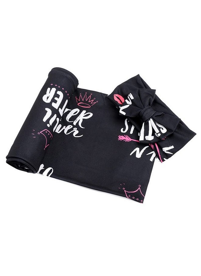 Galabloomer Newborn Receiving Blanket Headband Set Flower Print Baby Swaddle Receiving Blankets (Black Sister)  - Image 3