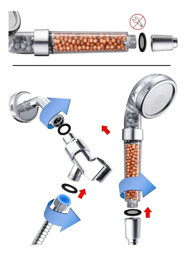 High-Pressure Handheld Shower Head – Water-Saving with Negative Ion Technology, 3 Spray Modes, Built-in Purification Filter, Stylish ABS Design, Easy Tool-Free Installation, Spa-Like Shower Experience for Skin & Hair Care! - Image 5